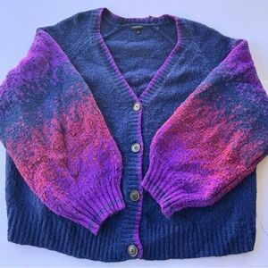 Torrid Colorblock Button Front Cardigan | Size 3 | Blue Purple Sweater
